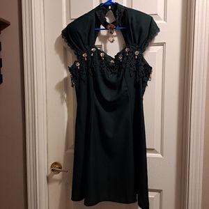 Vintage Fashion 1001 Night Dark Green Dress sz 17/18